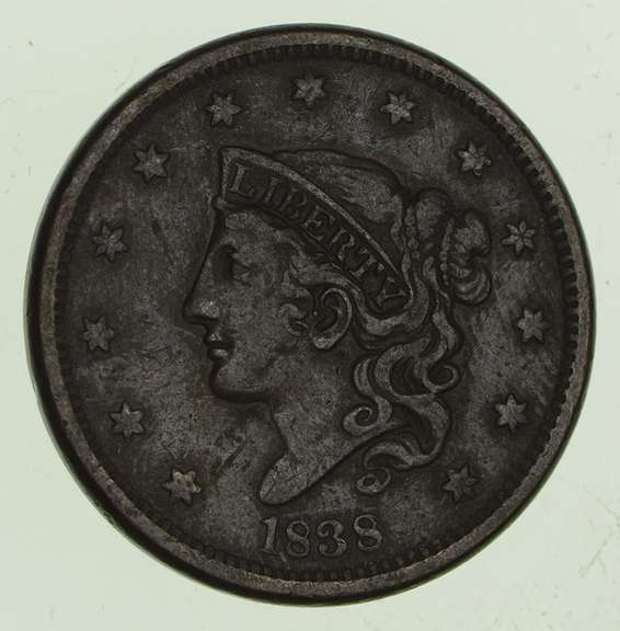 1838 Young Head Large Cent - Circulated