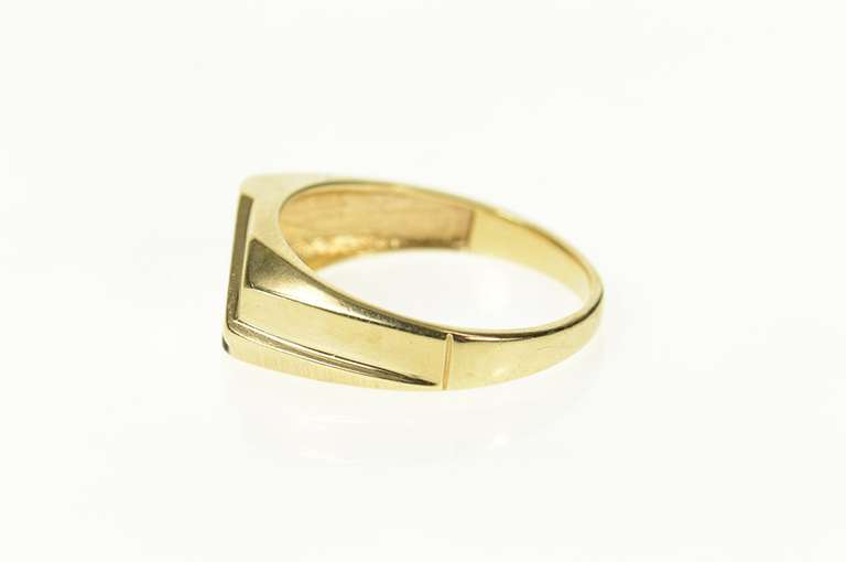 10K Yellow Gold Diamond Striped Squared Men's Wedding Ring
