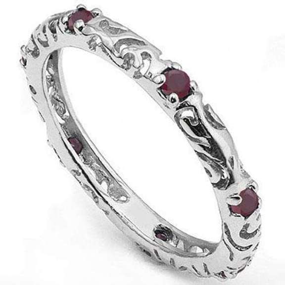 2/5 CT GENUINE RUBY 925 STERLING SILVER ETERNITY RING