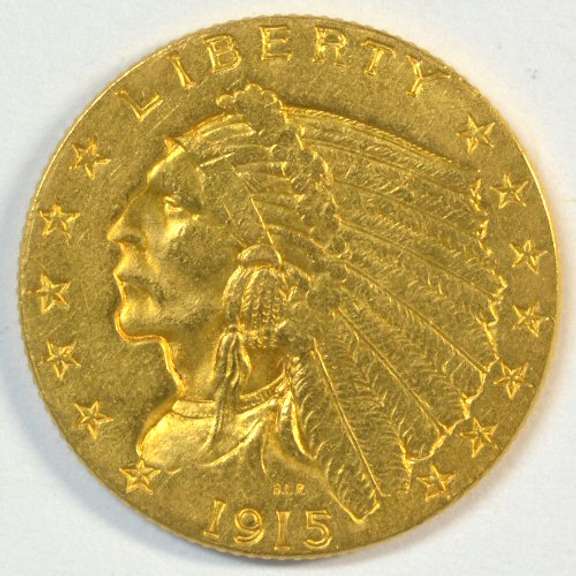 Nice Uncirculated 1915 US $2.50 Indian Gold Piece