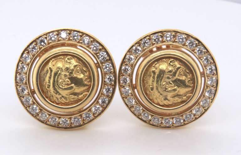 Luxurious 18kt Gold and Diamond Rams Head Necklace and Earring Set