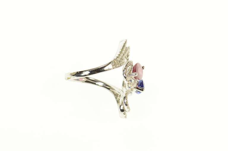 18K White Gold Ctw Ruby Sapphire Diamond Bypass Ring