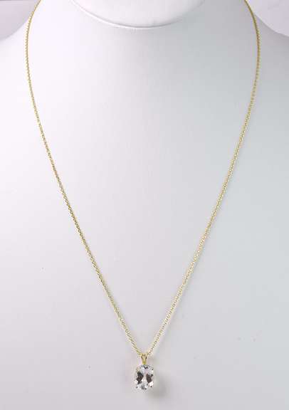 Enchanting White Crystal Pendant Necklace in 14K Yellow Gold
