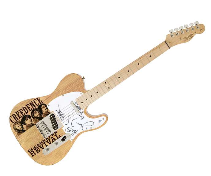 Creedence Clearwater Revival Autographed Fender Photo Graphics Guitar ACOA