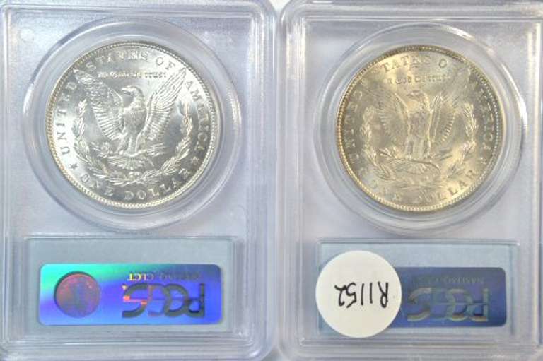 PCGS MS62 1887 & 1902-O Morgan Silver Dollars. Flashy