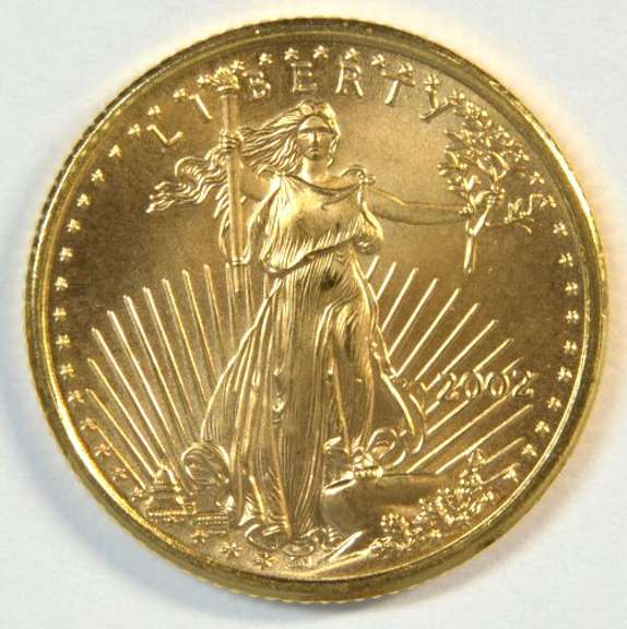 Superb Gem BU 2002 $5 Gold Eagle coin. Pristine