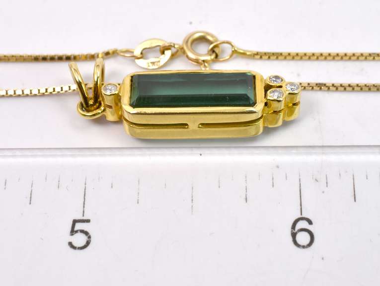 Captivating Tourmaline and Diamond Necklace in 14K Yellow Gold