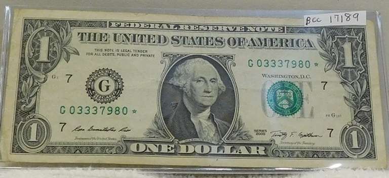 2009 Star Note, Fed Res Note $1  GEM Unc