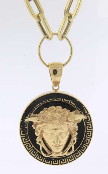 Italian Style Black Onyx Pendant on Chain