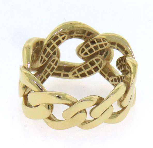 Contemporary Handmade Italian 14k Gold Curb Chain Ring