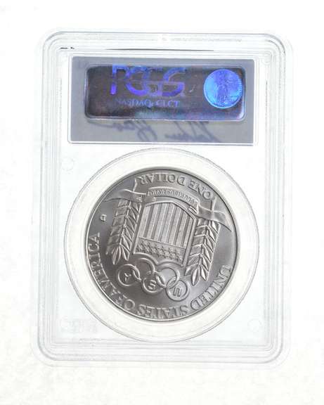 BU 1992-D Olympic Baseball Commem Silver Dollar Signed Nolan Ryan PCGS