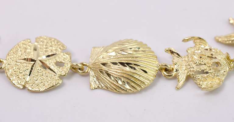 Fantastic Beach Theme Bracelet in 14K Yellow Gold