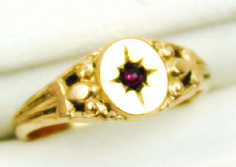 Antique Gold Filled Garnet Baby Ring