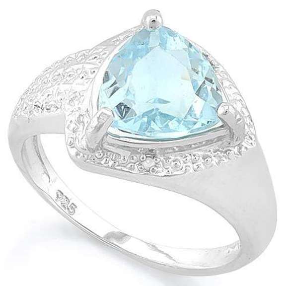 SMASHING ! 2 4/5 CARAT BABY SWISS BLUE TOPAZ & DIAMOND 925 STERLING SILVER RING