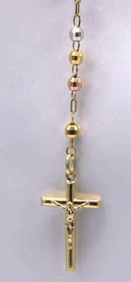 14 KT TRI COLOR ROSARY NECKLACE