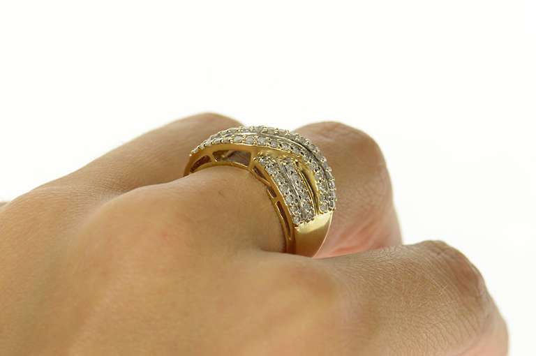 10K Yellow Gold 1.73 Ctw Baguette Diamond Criss Cross Band Ring