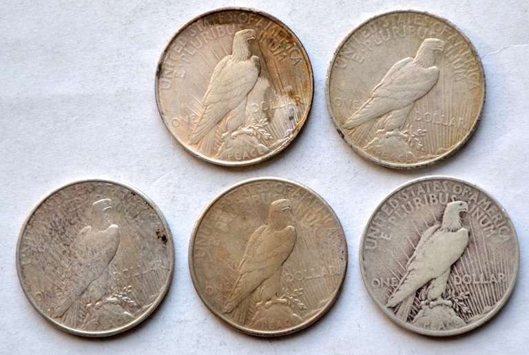 5 Peace Dollars 1922-1926