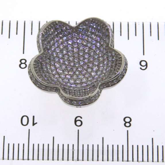 Sterling Silver Floral Pendant with Cubic Zirconias