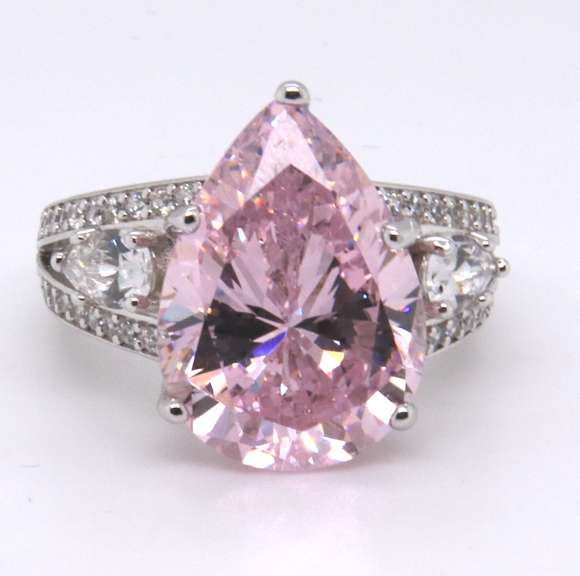 Pear Shaped Pink Cubic Zirconia Cocktail Ring