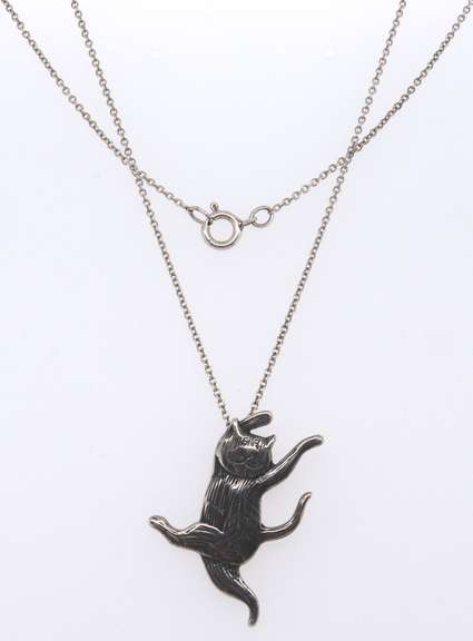 Sterling Silver Cat Pendant on Chain Necklace