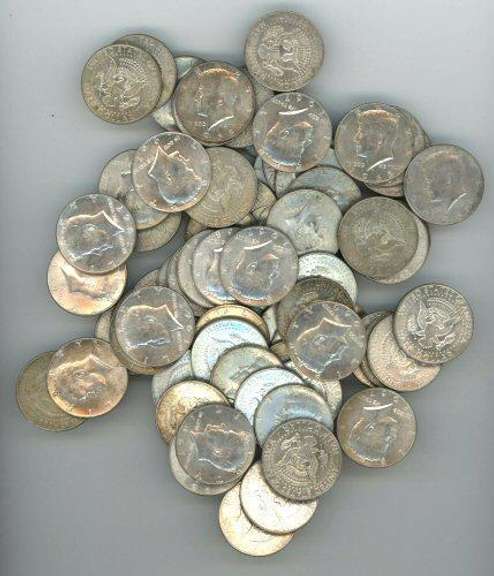 Large lot: 80 nice Silver Kennedy Half Dollars 1965-69