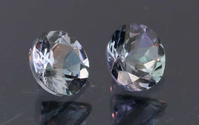 Glittering 1.34ct pair of silvery blue Tanzanite