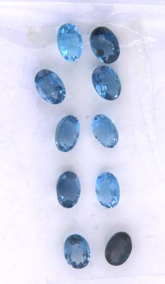 Gorgeous Group of 10 Oval Cut London Blue Topaz Gemstones, 10.25cts