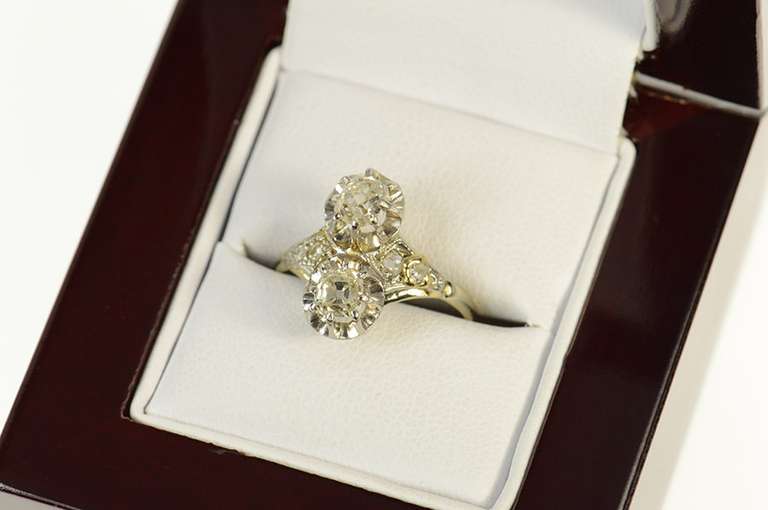 14K White Gold 1.10Ctw Victorian Old Mine Diamond Engagement Ring