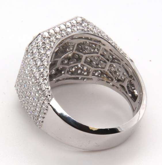 Geometric 18k Stamped White Gold Diamond Ring