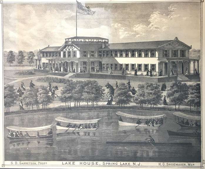 ANTIQUE PRINT SPRING LAKE N.J. - LAKE HOUSE 1878