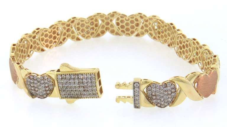 Fun 14kt Yellow/Rose Gold Heart & X Bracelet