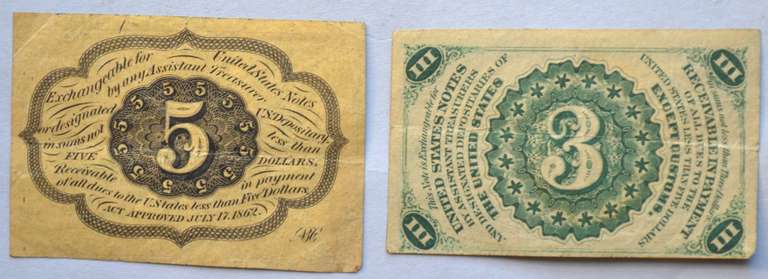 3 Cent & 5 Cent Fractional Currency Notes