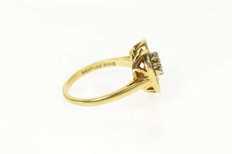 14K Yellow Gold Retro Diamond Accent Heart Promise Ring