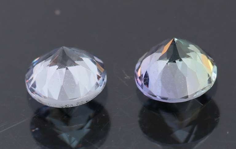 Glittering 1.34ct pair of silvery blue Tanzanite
