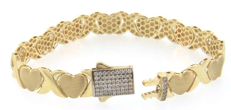 Great 14kt Yellow Gold Heart & X Bracelet