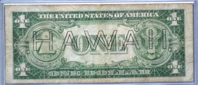 $1 Hawaii Overstamp Emergency Issue 1935 A Brown Seal Silver Certificate