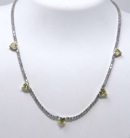Sterling Silver Heart Shaped Tennis Necklace