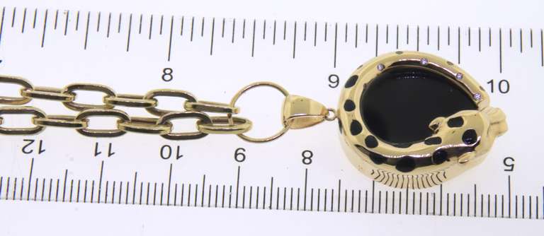 Stunning Yellow Gold Black onyx Panther Necklace