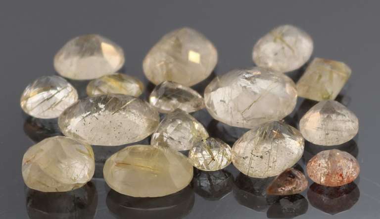 Heavy! 42.71ct set of titanium rutilated Quartz