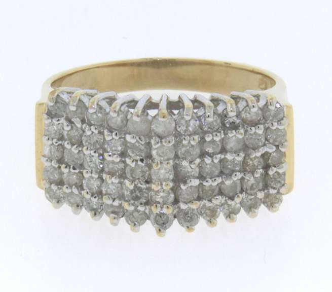 Charming Yellow Gold Diamond Multi Row Band