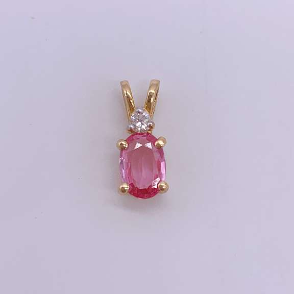 14kt Gold, Pink Sapphire, & Diamond Pendant