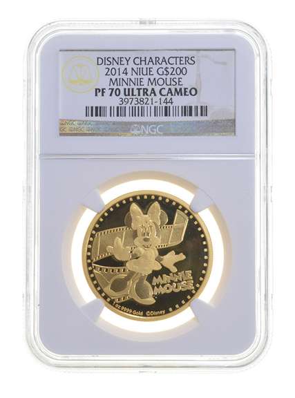 PF70 UCAM 2014 Niue 200 Gold Dollars - Minnie Mouse Disney - NGC COA