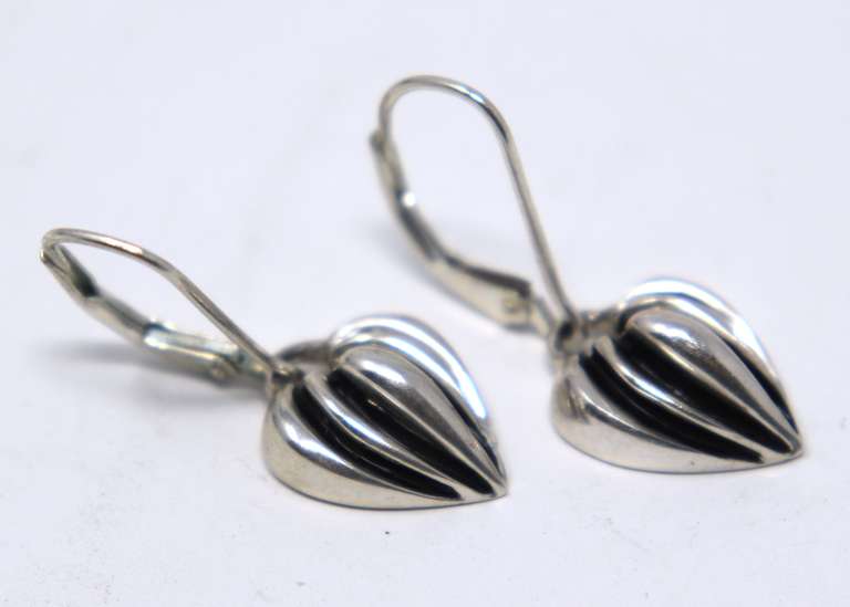 Sterling Silver Heart Shaped Dangle Earrings