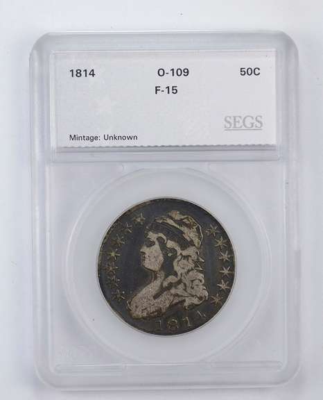 F15 1814 Capped Bust Half Dollar - O-109 - Graded by SEGS