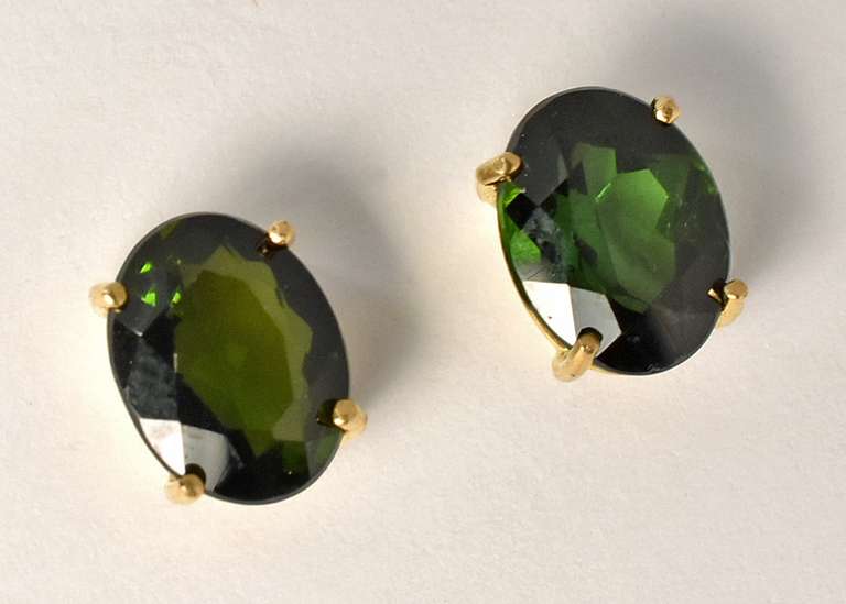 Beautiful Green Tourmaline Studs