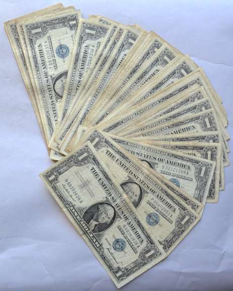 64 Various 1957 Series $ 1 Silver Certificates