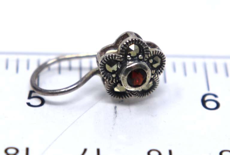 Flower Style Sterling Silver Earrings