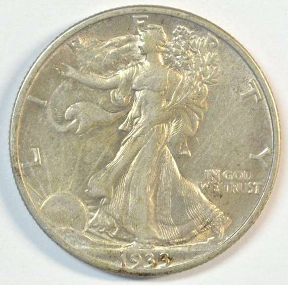 Lovely Choice AU 1933-S Walking Liberty Half Dollar. Key date
