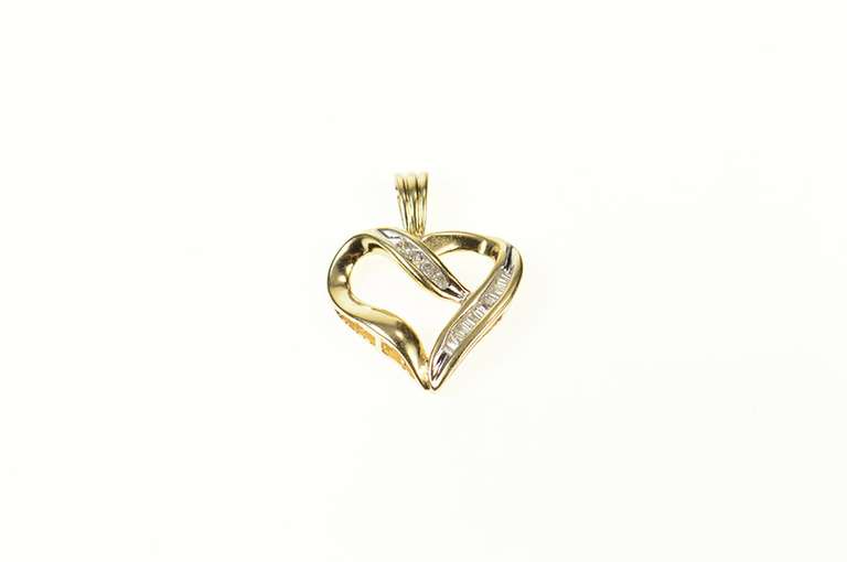 10K Yellow Gold Heart Classic Diamond Love Symbol Pendant