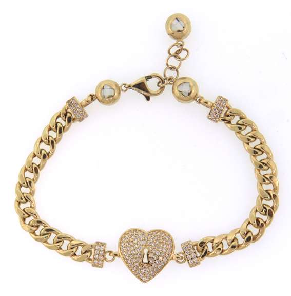 Amazing 14kt Yellow Gold Heart Lock Bracelet